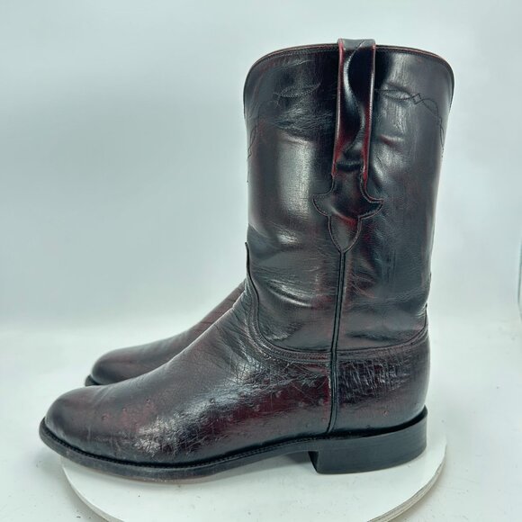 Lucchese Men Size 10.5D 300134 Dark Burgundy Ostrich Leather Western Boot - Picture 1 of 14
